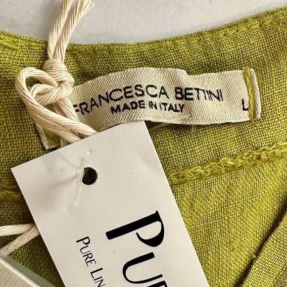 New Francesca Bettini 100% Linen Midi Dress Women's Size L Green Tiered Design - Picture 4 of 13